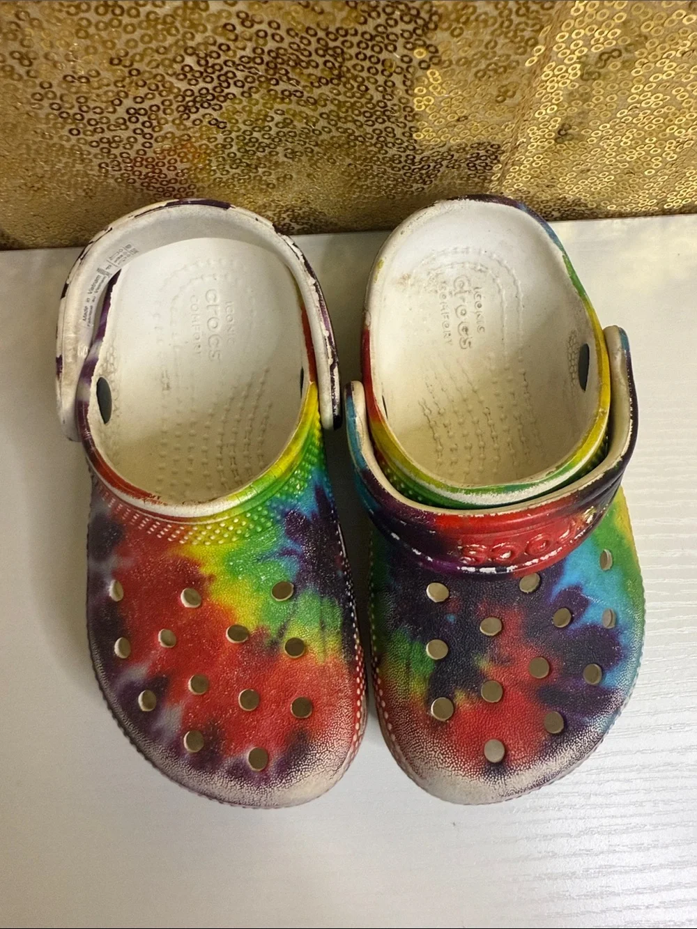 CROCS Kids Multicolor Tie-Dye Slip-On Clogs